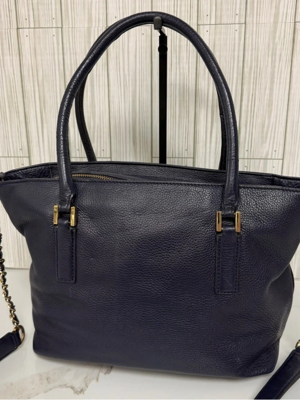 Tory Burch Navy Pebbled Leather shoulder Bag Crossbody Bag